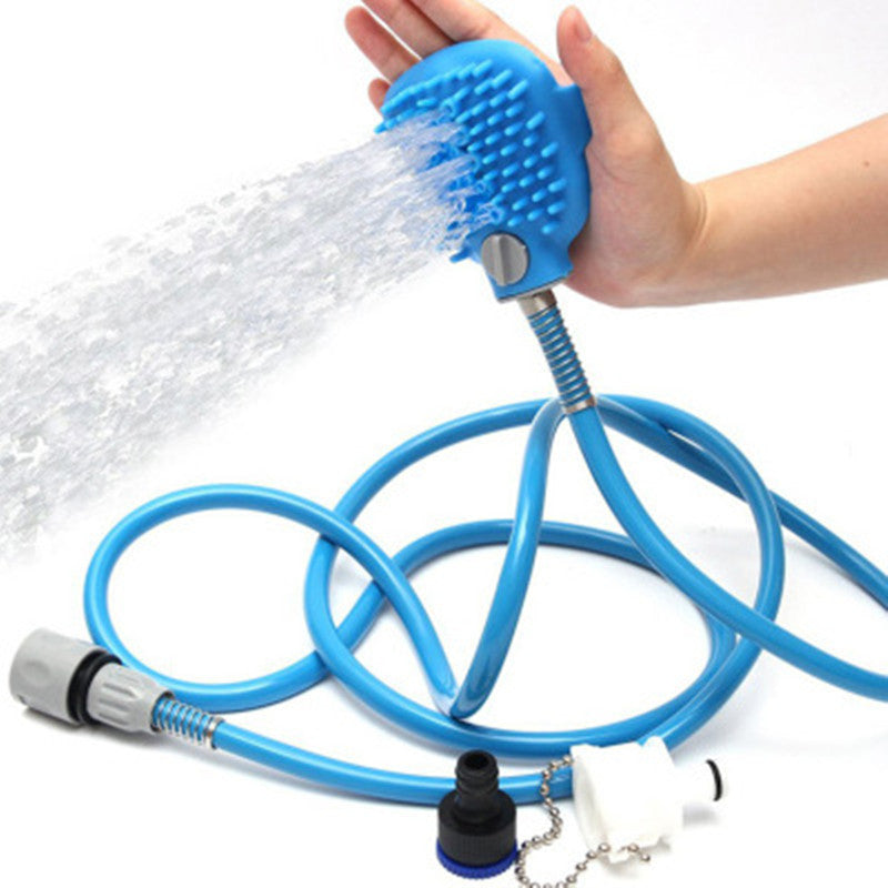 JMT-111882 Comfortable Pet Bathing Tool with Massaging Shower Sprayer and Brush for Dogs and Cats