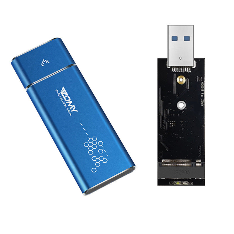 JMT-112074 M.2 NGFF Solid State Drive Enclosure - USB 3.0 Aluminum Case in Metallic Gray/Tech Blue