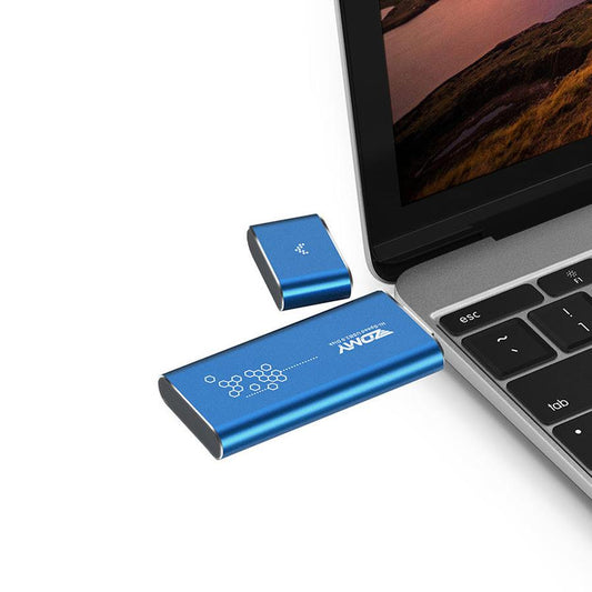 JMT-112074 M.2 NGFF Solid State Drive Enclosure - USB 3.0 Aluminum Case in Metallic Gray/Tech Blue