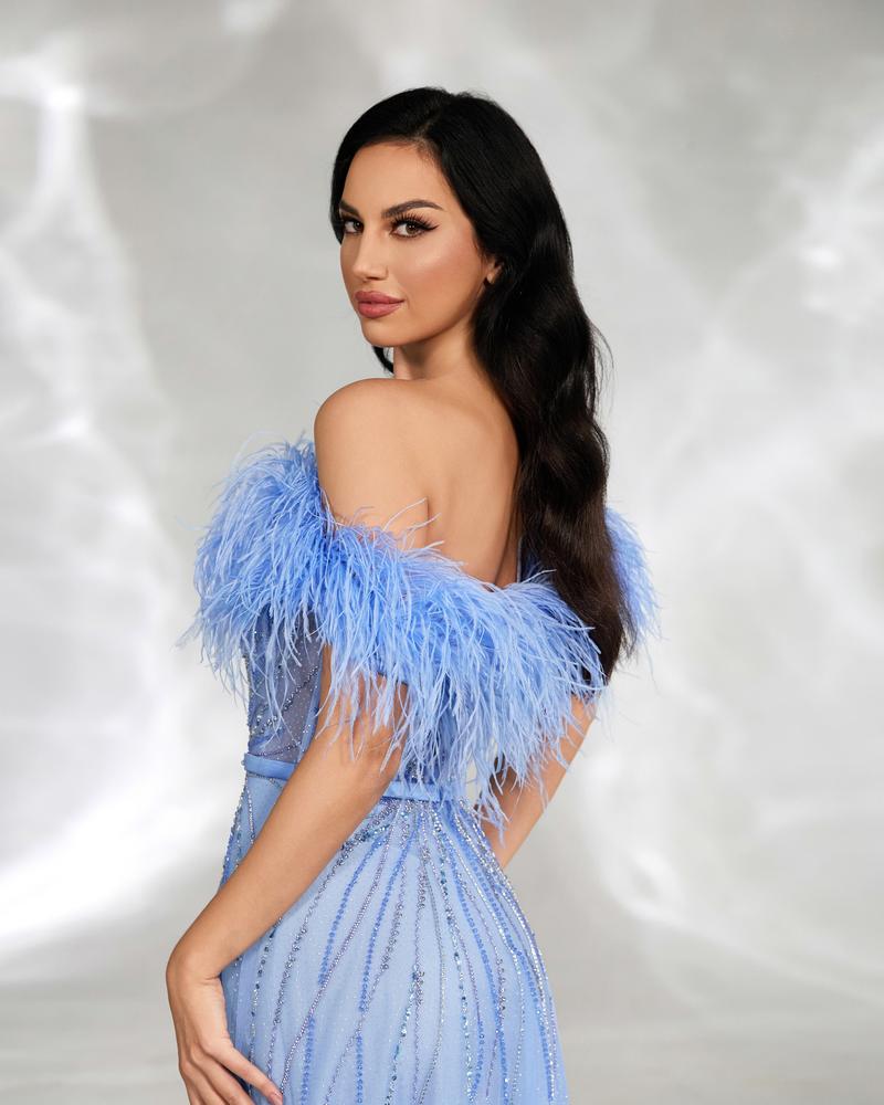 JMT-112138 Elegant Blue Evening Gown - Model SH0136 with Elegant Design and Comfortable Fit