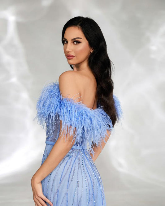 JMT-112138 Elegant Blue Evening Gown - Model SH0136 with Elegant Design and Comfortable Fit