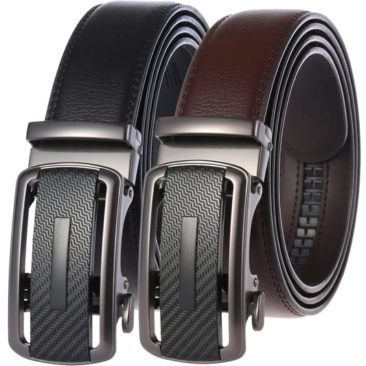 JMT-112650 Stylish Black Leather Automatic Buckle Belt for Men
