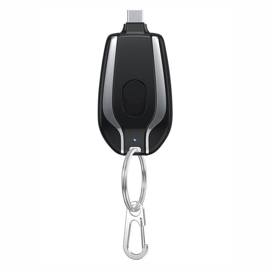 JMT-113226 Compact 1500mAh Mini Power Bank Keychain Charger with Type-C Connection and Built-in Carabiner