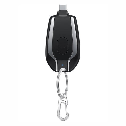 JMT-113226 Compact 1500mAh Mini Power Bank Keychain Charger with Type-C Connection and Built-in Carabiner