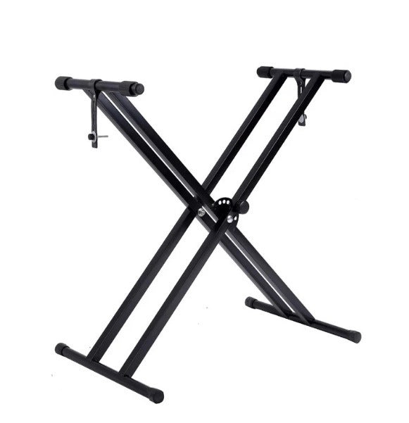 JMT-113674 Adjustable Double-Tube Keyboard Stand for Electronic Organs - Black Iron Construction