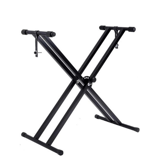JMT-113674 Adjustable Double-Tube Keyboard Stand for Electronic Organs - Black Iron Construction
