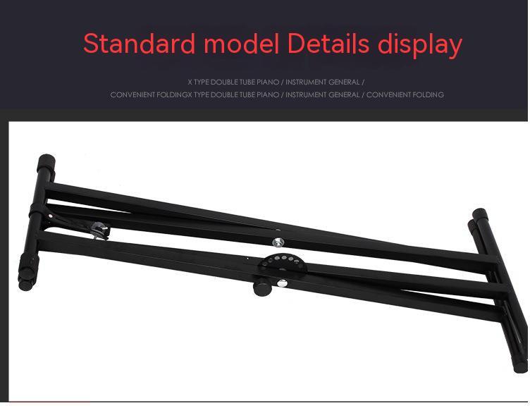 JMT-113674 Adjustable Double-Tube Keyboard Stand for Electronic Organs - Black Iron Construction