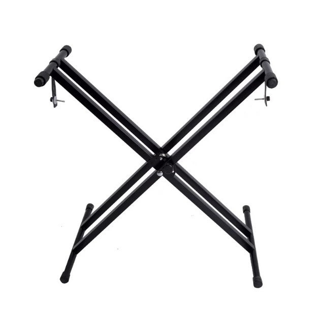 JMT-113674 Adjustable Double-Tube Keyboard Stand for Electronic Organs - Black Iron Construction