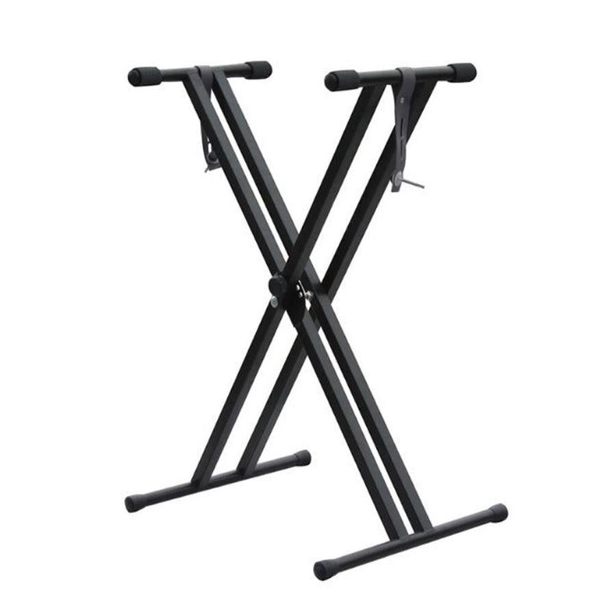 JMT-113674 Adjustable Double-Tube Keyboard Stand for Electronic Organs - Black Iron Construction