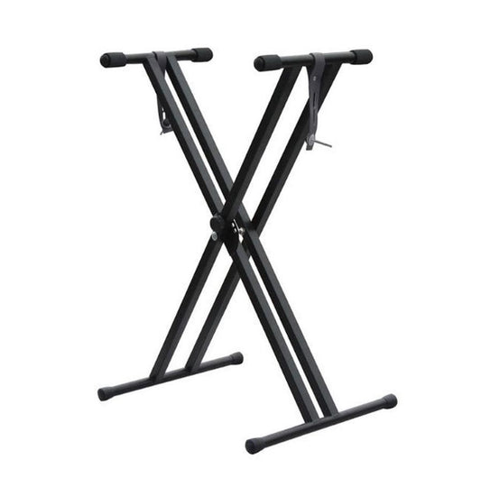 JMT-113674 Adjustable Double-Tube Keyboard Stand for Electronic Organs - Black Iron Construction