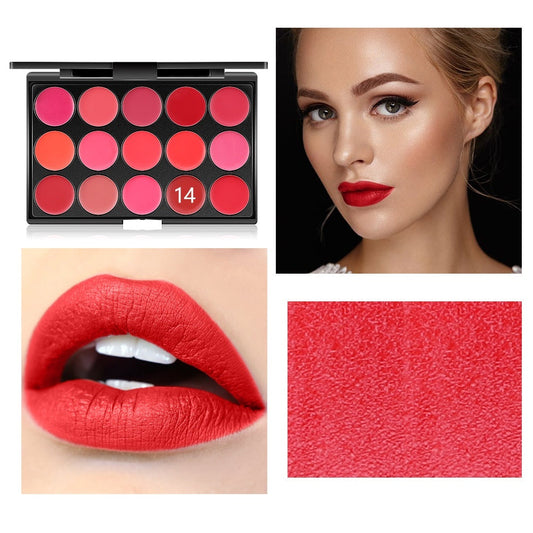 JMT-114634 15-Color Lipstick and Lip Gloss Makeup Palette for Moisturizing Color Variety