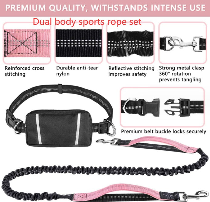 JMT-114698 Nylon Pet Running Traction Rope Set with Adjustable Length, Multiple Colors Available