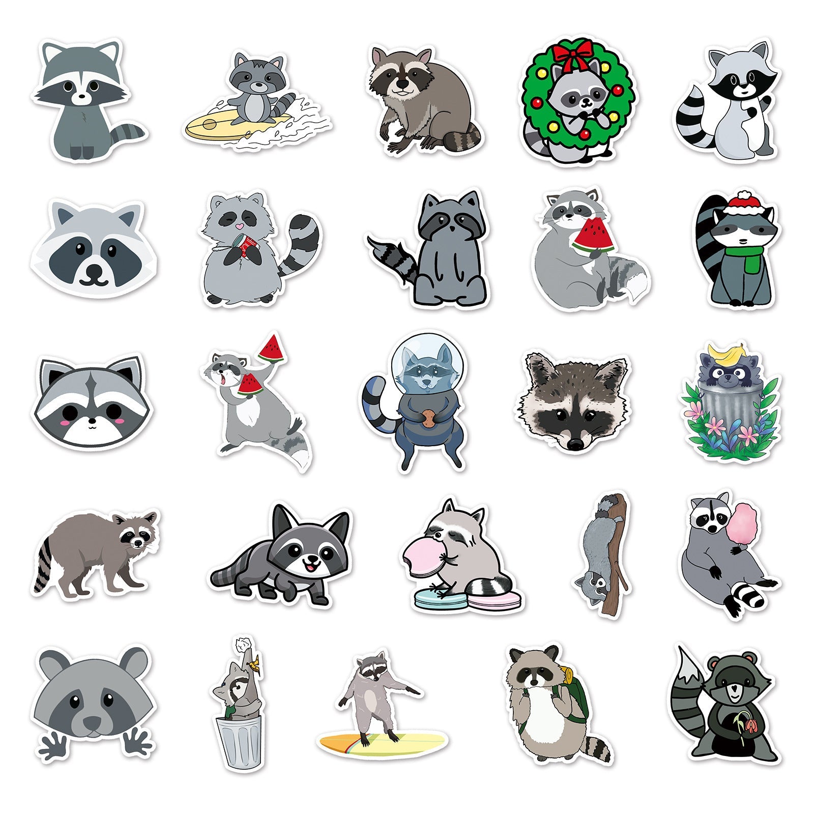JMT-114826 Coati Cute Decorative Waterproof Stickers - 50 Sheets (5.5-8.5cm)
