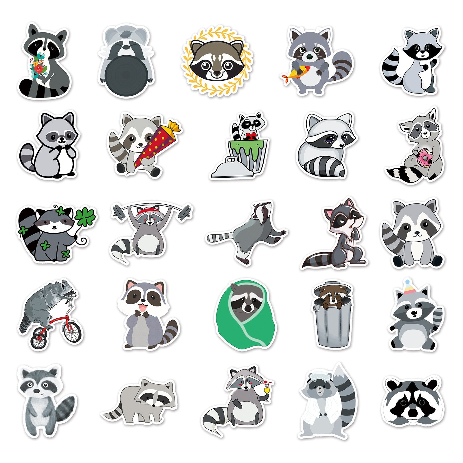 JMT-114826 Coati Cute Decorative Waterproof Stickers - 50 Sheets (5.5-8.5cm)