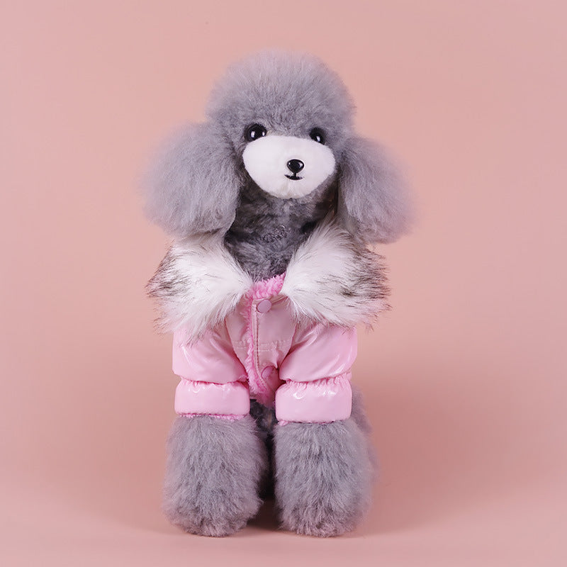 JMT-114826 Puppy Cute Padded Down Jacket for Winter Warmth in Blue, Red, and Pink
