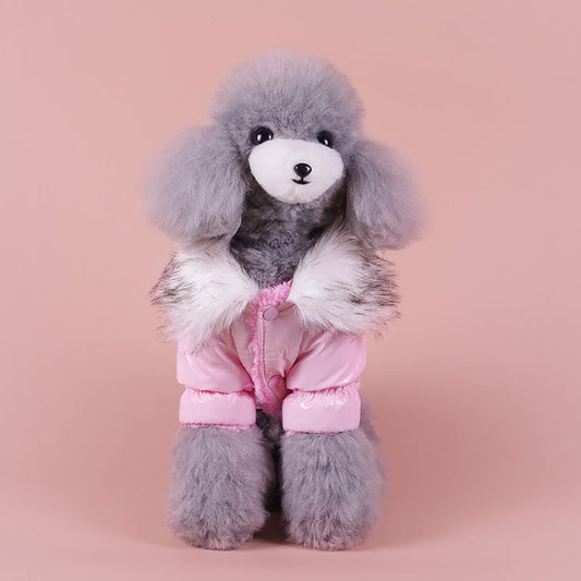 JMT-114826 Puppy Cute Padded Down Jacket for Winter Warmth in Blue, Red, and Pink