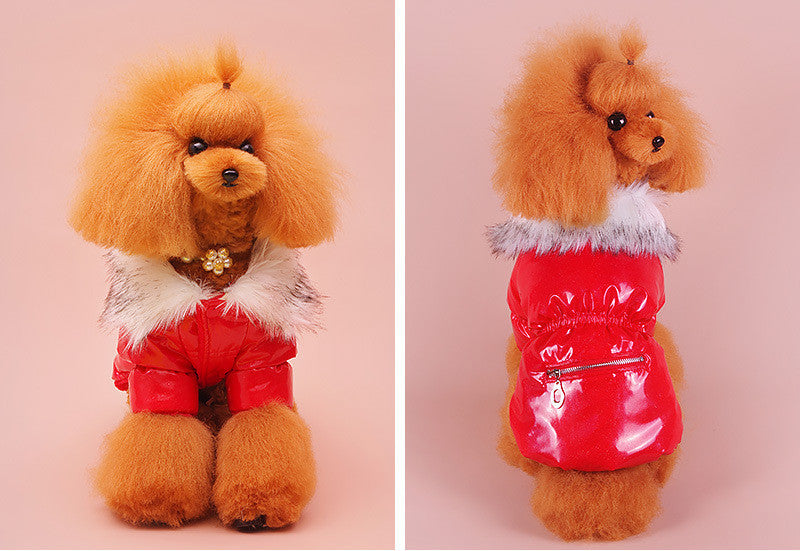 JMT-114826 Puppy Cute Padded Down Jacket for Winter Warmth in Blue, Red, and Pink