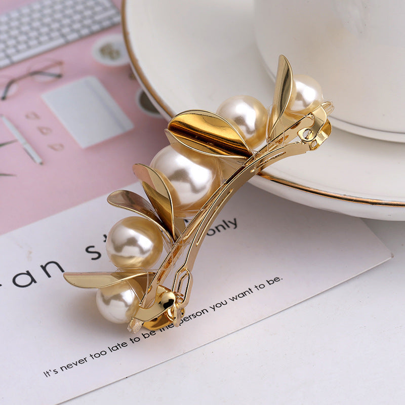 JMT-114890 Elegant Geometric Alloy Hair Clip with Diamond Finish - 6.7 x 2 cm
