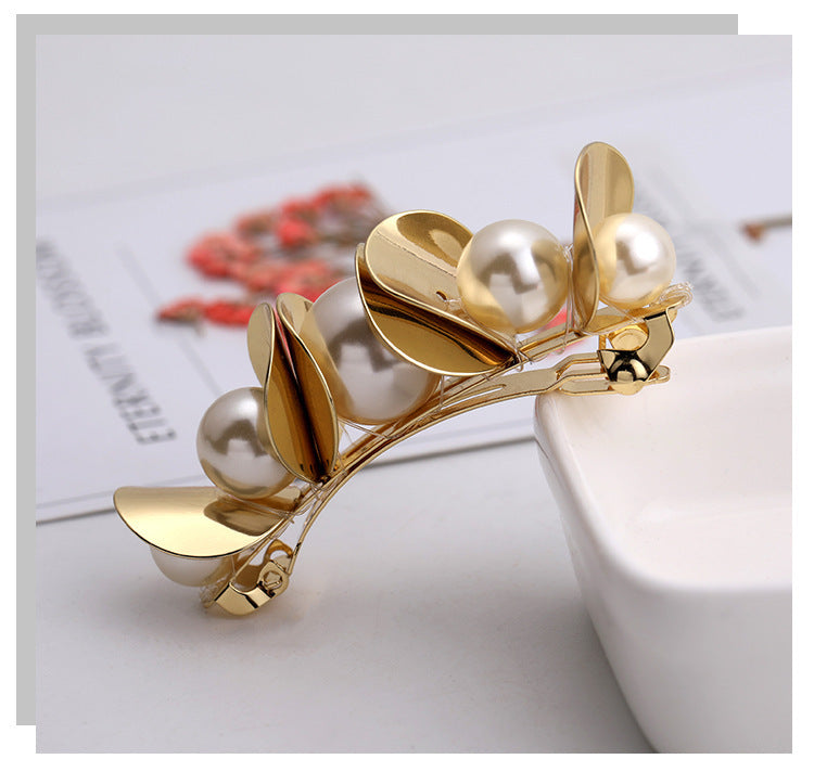JMT-114890 Elegant Geometric Alloy Hair Clip with Diamond Finish - 6.7 x 2 cm