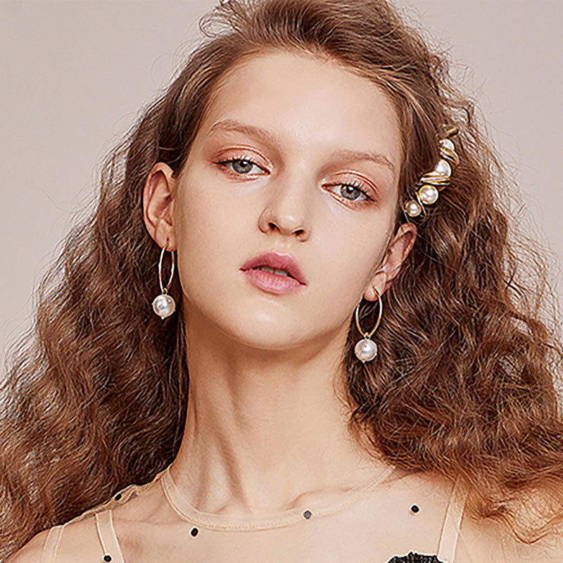 JMT-114890 Elegant Geometric Alloy Hair Clip with Diamond Finish - 6.7 x 2 cm