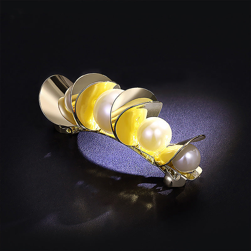 JMT-114890 Elegant Geometric Alloy Hair Clip with Diamond Finish - 6.7 x 2 cm