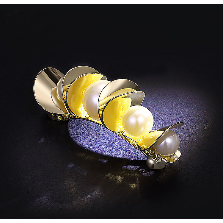 JMT-114890 Elegant Geometric Alloy Hair Clip with Diamond Finish - 6.7 x 2 cm