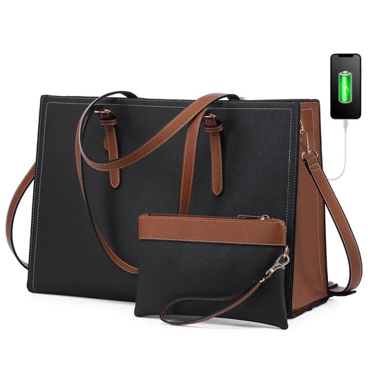 JMT-115082 Elegant Women’s Handbag Set with Anti-Theft Shoulder Bag, Wallet, and Laptop Tote with USB Port