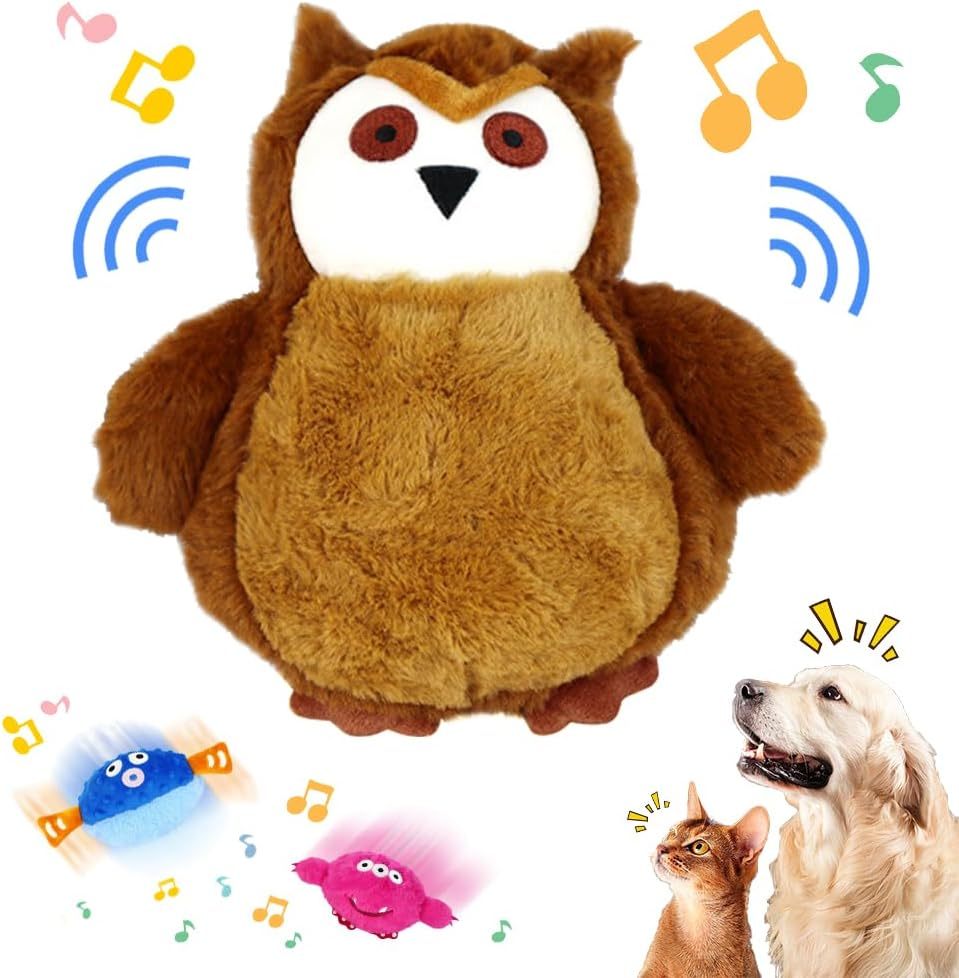 JMT-115338 Interactive Moving Pet Plush Toy with Sounds - Rechargeable Squeaky Dog Toy for Play and Exercise