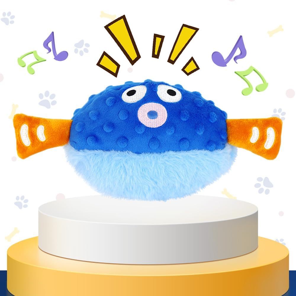 JMT-115338 Interactive Moving Pet Plush Toy with Sounds - Rechargeable Squeaky Dog Toy for Play and Exercise