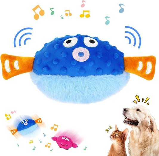 JMT-115338 Interactive Moving Pet Plush Toy with Sounds - Rechargeable Squeaky Dog Toy for Play and Exercise