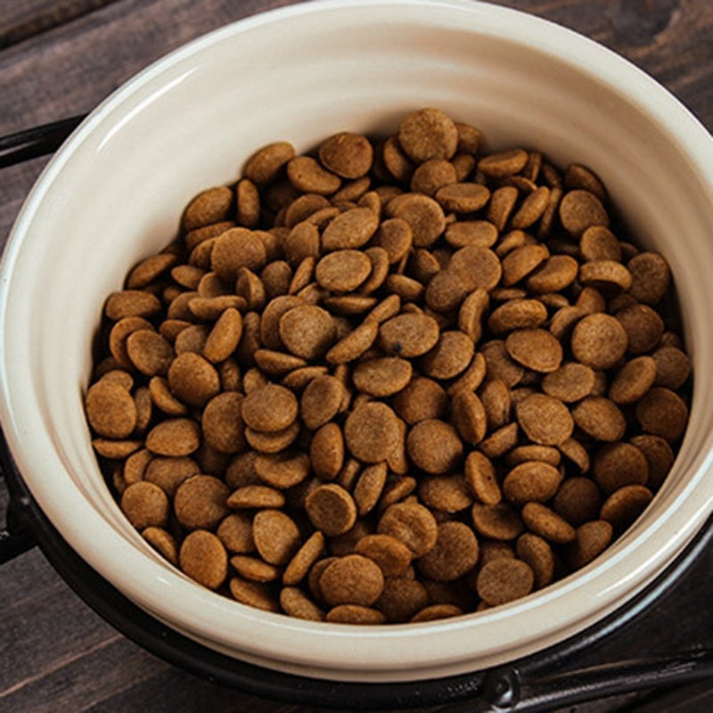 JMT-115530 Ceramic Double Bowl with Iron Stand for Pets - Versatile Food and Water Station