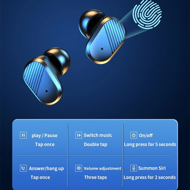 JMT-115530 TWS Wireless Earphones with Touch Control, BT-5.2, Stereo Sound, Waterproof Design, Built-in Microphone, Charging Box Included