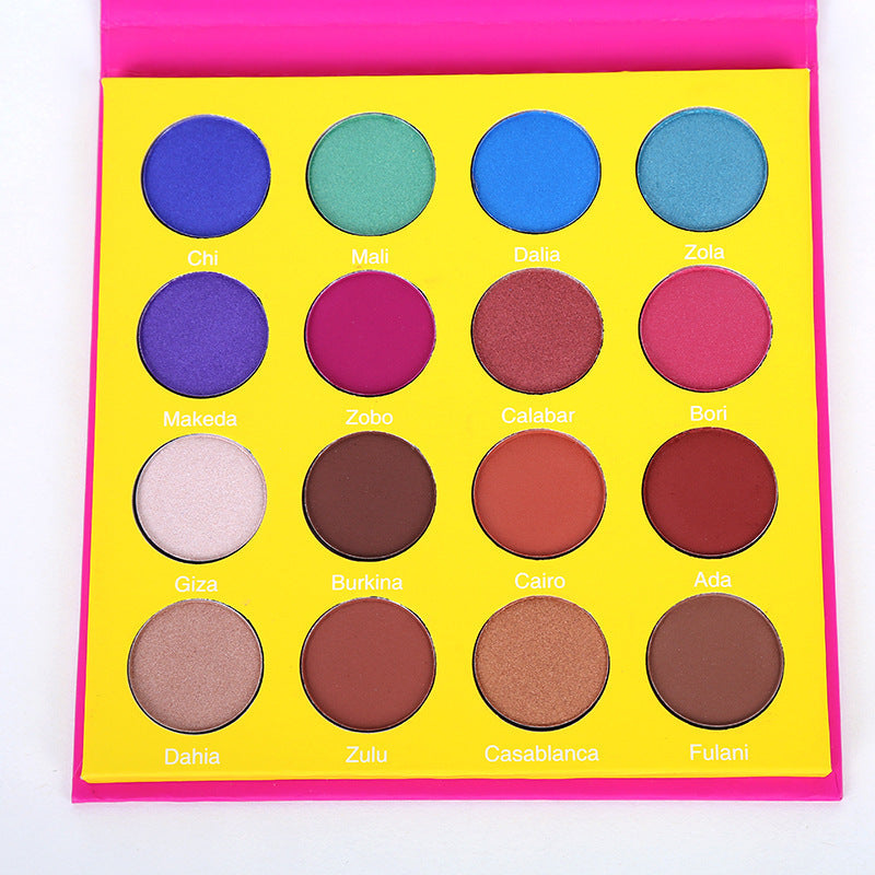JMT-115786 16-Color Waterproof Eyeshadow Palette with Velvet Texture for Versatile Makeup Looks