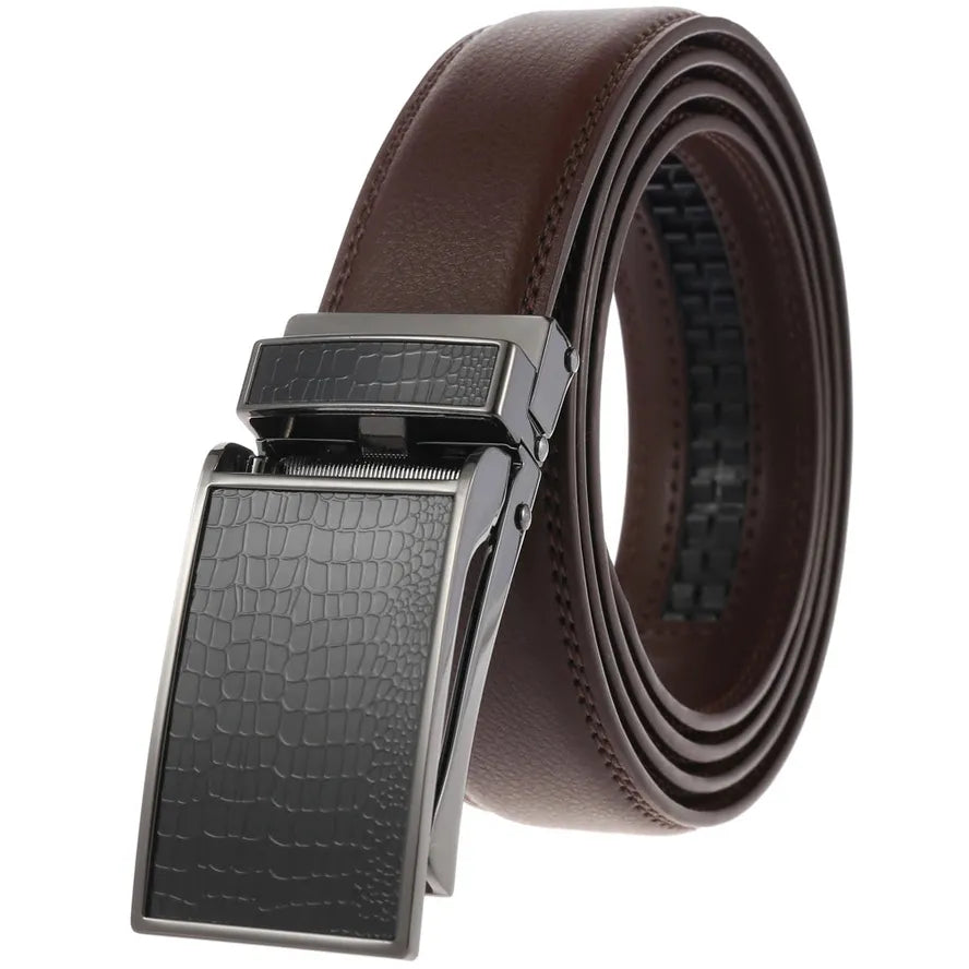 JMT-116106 Men's Automatic Leather Belt with Custom Logo Printing Capability