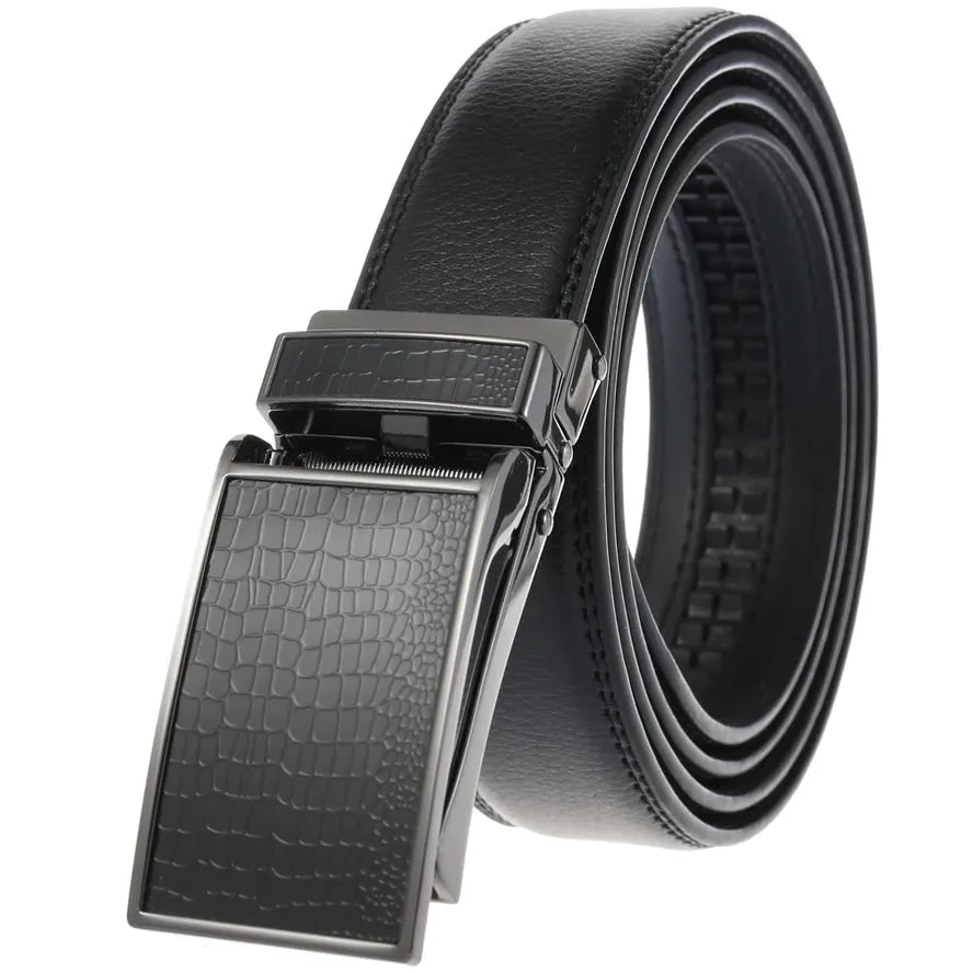JMT-116106 Men's Automatic Leather Belt with Custom Logo Printing Capability