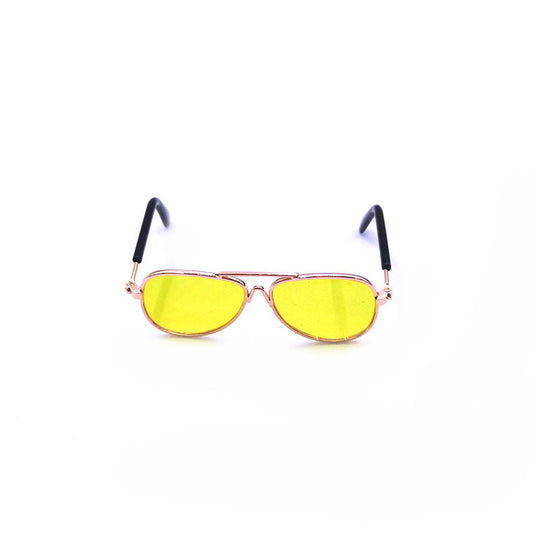 JMT-117322 Mini Hip Hop Pet Sunglasses - Stylish Metal Frame with Resin Lenses, 8CM Size, Multiple Colors Available