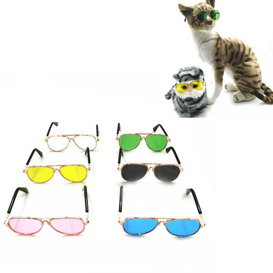 JMT-117322 Mini Hip Hop Pet Sunglasses - Stylish Metal Frame with Resin Lenses, 8CM Size, Multiple Colors Available