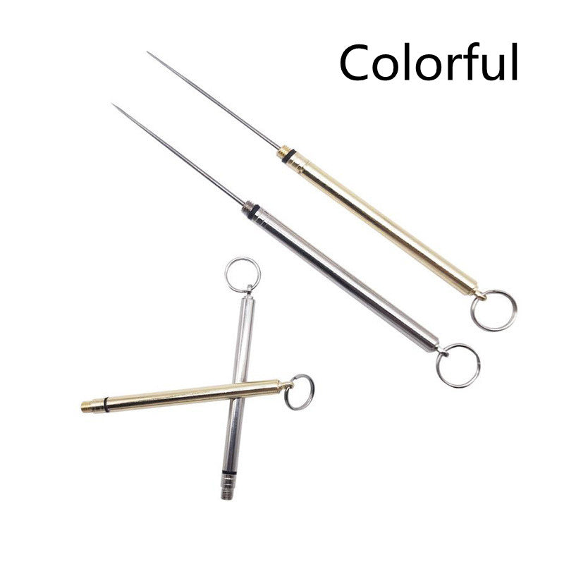 JMT-117962 Portable Brass & Titanium Alloy Toothpick in Waterproof Cylinder for Outdoor Use