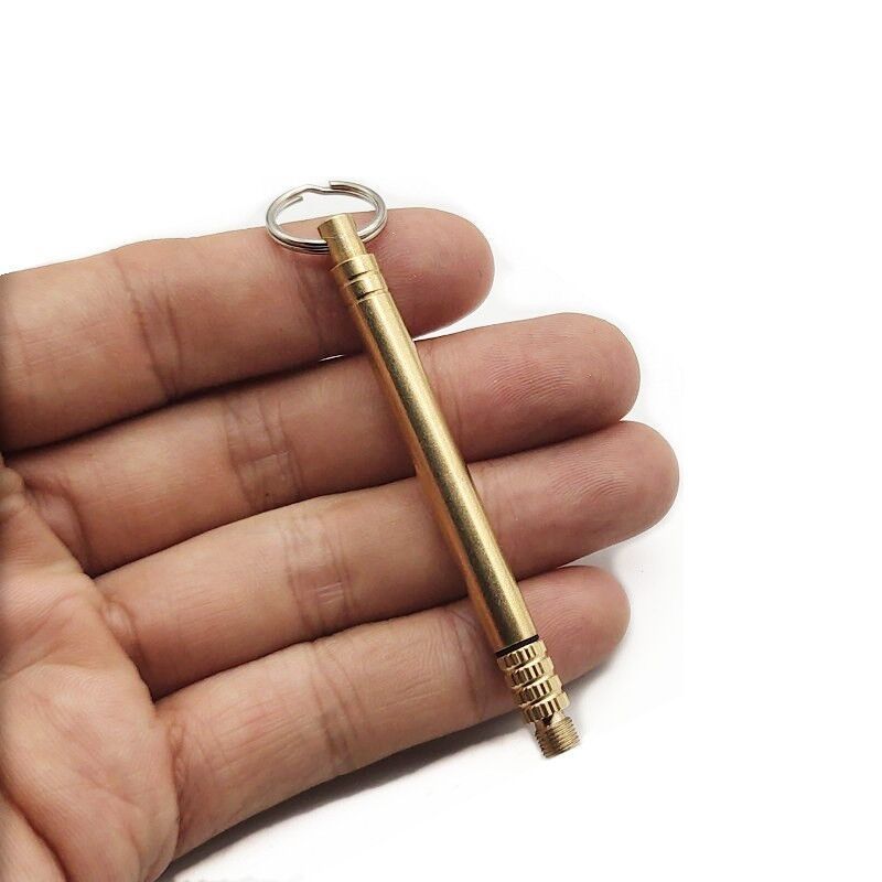 JMT-117962 Portable Brass & Titanium Alloy Toothpick in Waterproof Cylinder for Outdoor Use