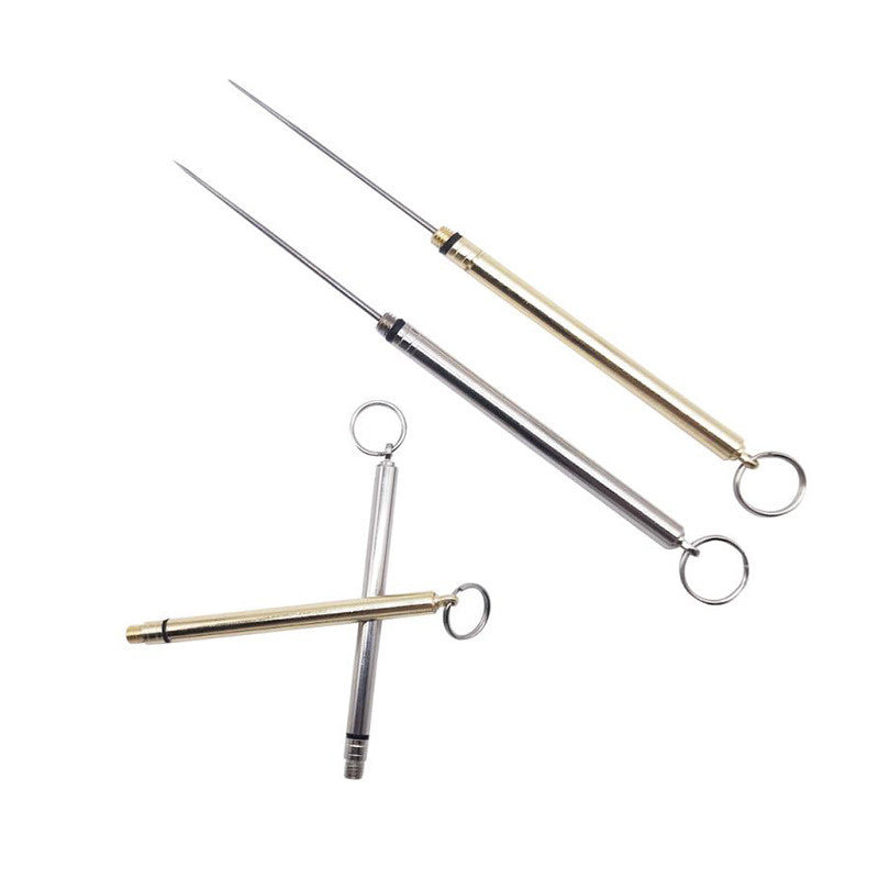 JMT-117962 Portable Brass & Titanium Alloy Toothpick in Waterproof Cylinder for Outdoor Use