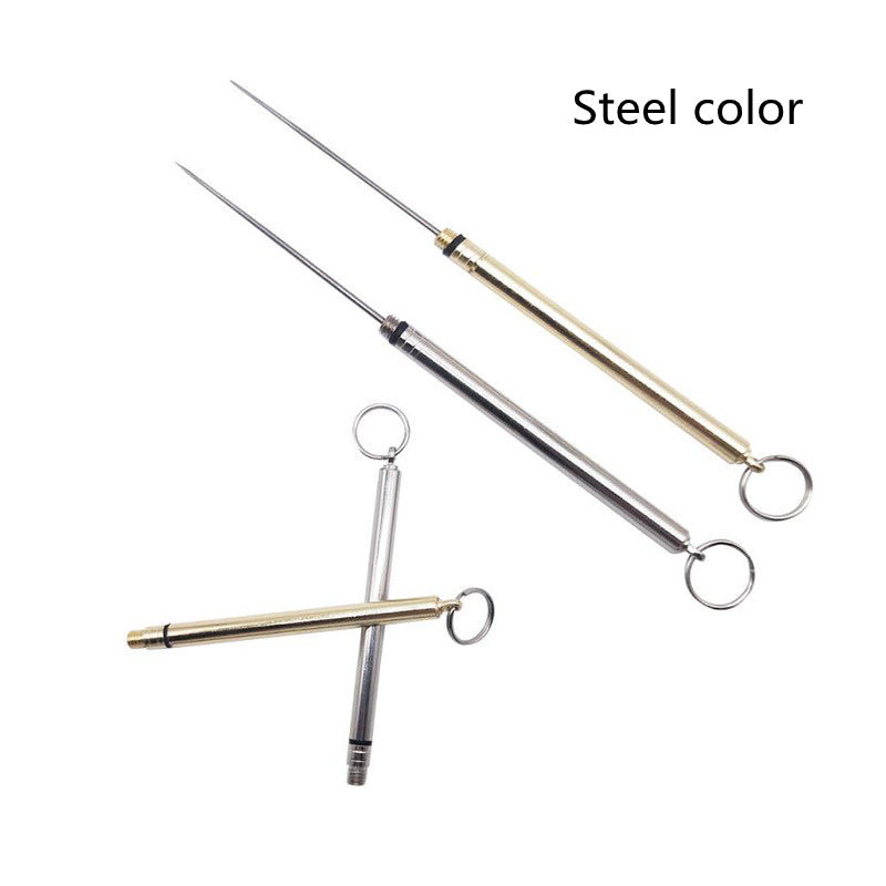 JMT-117962 Portable Brass & Titanium Alloy Toothpick in Waterproof Cylinder for Outdoor Use