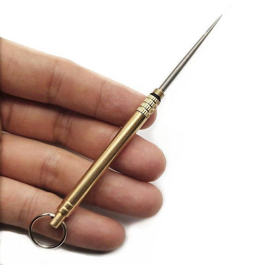 JMT-117962 Portable Brass & Titanium Alloy Toothpick in Waterproof Cylinder for Outdoor Use