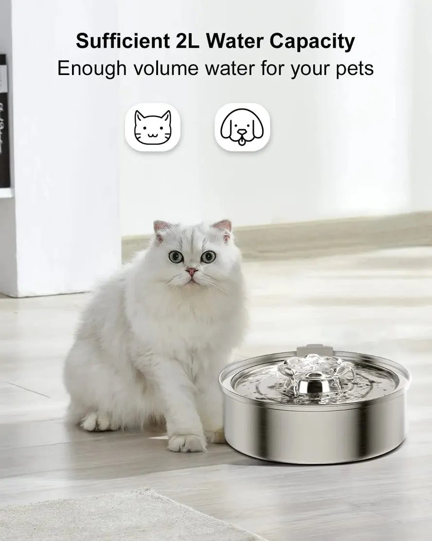 JMT-118026 Durable Stainless Steel Automatic Pet Water Fountain Dispenser for Cats