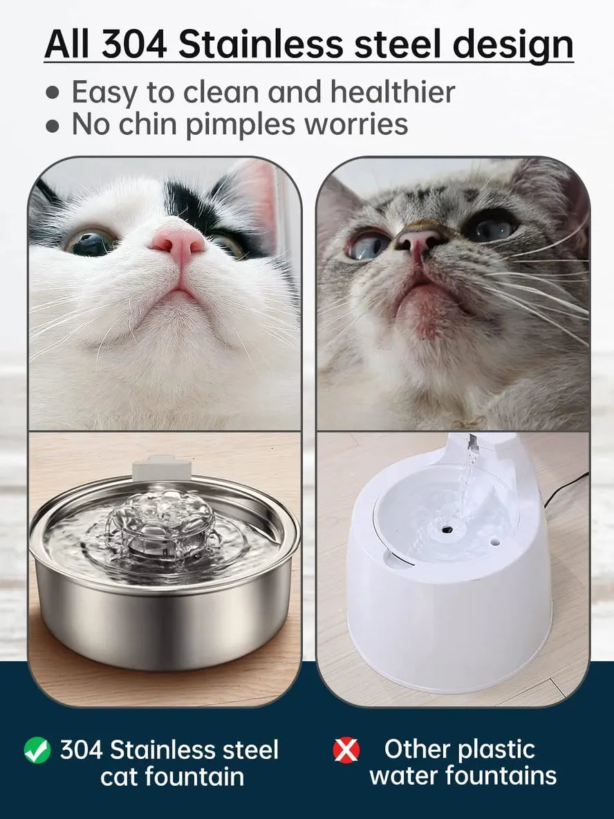 JMT-118026 Durable Stainless Steel Automatic Pet Water Fountain Dispenser for Cats