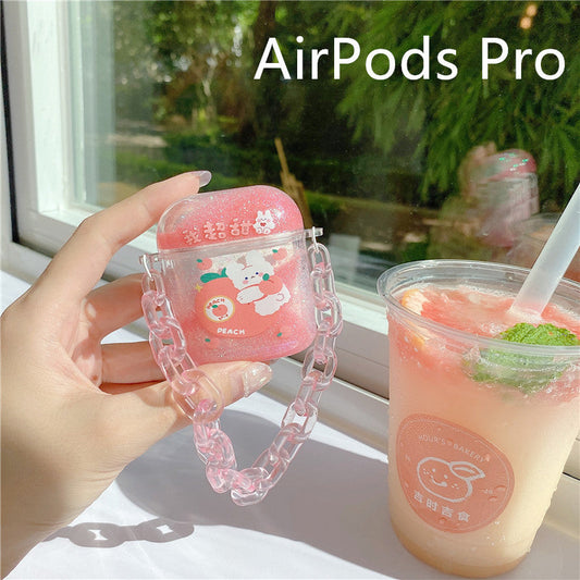 JMT-118154 Quicksand Flavored AirPods Case with Cute Animal Designs and Chain