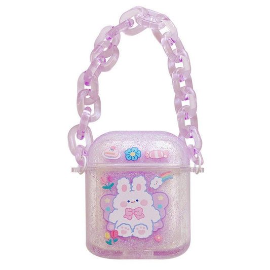 JMT-118154 Quicksand Flavored AirPods Case with Cute Animal Designs and Chain