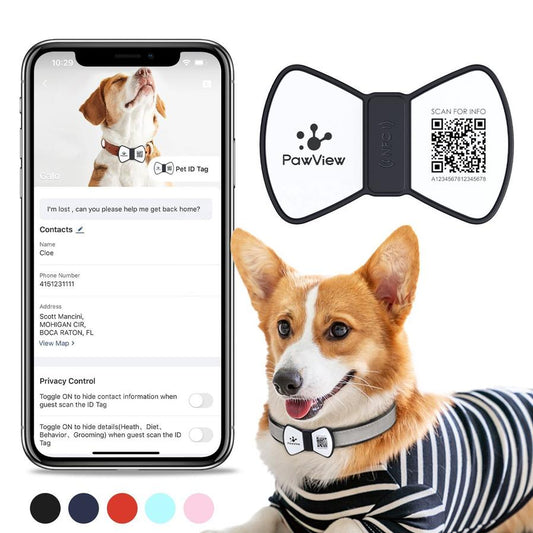 JMT-118474 Smart QR Code Pet Tag with Silicone Bowknot Design for Puppy and Cat Safety