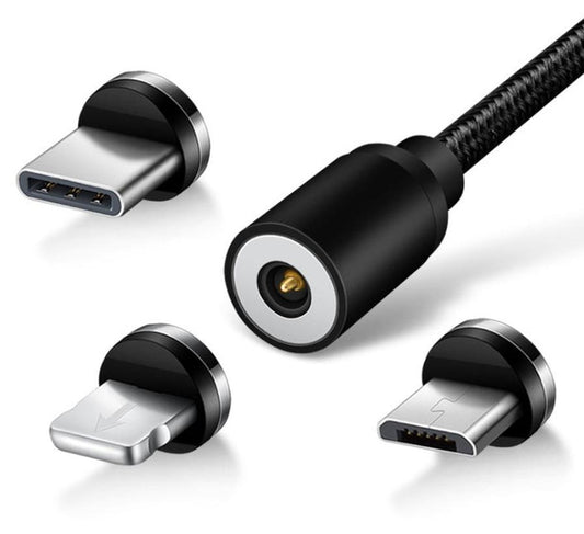 JMT-118986 Three-in-One Round Magnetic Charging Cable, 1m Length, Compatible with Apple, Android, and Type-C Devices