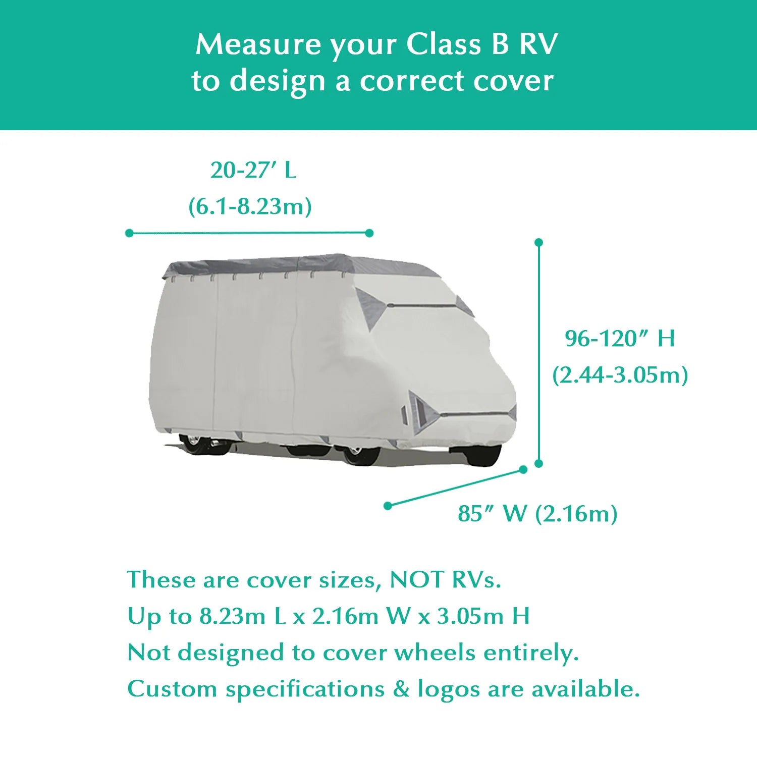 JMT-119434 Water-Repellent Breathable RV Cover for Class B Motorhomes and Campers