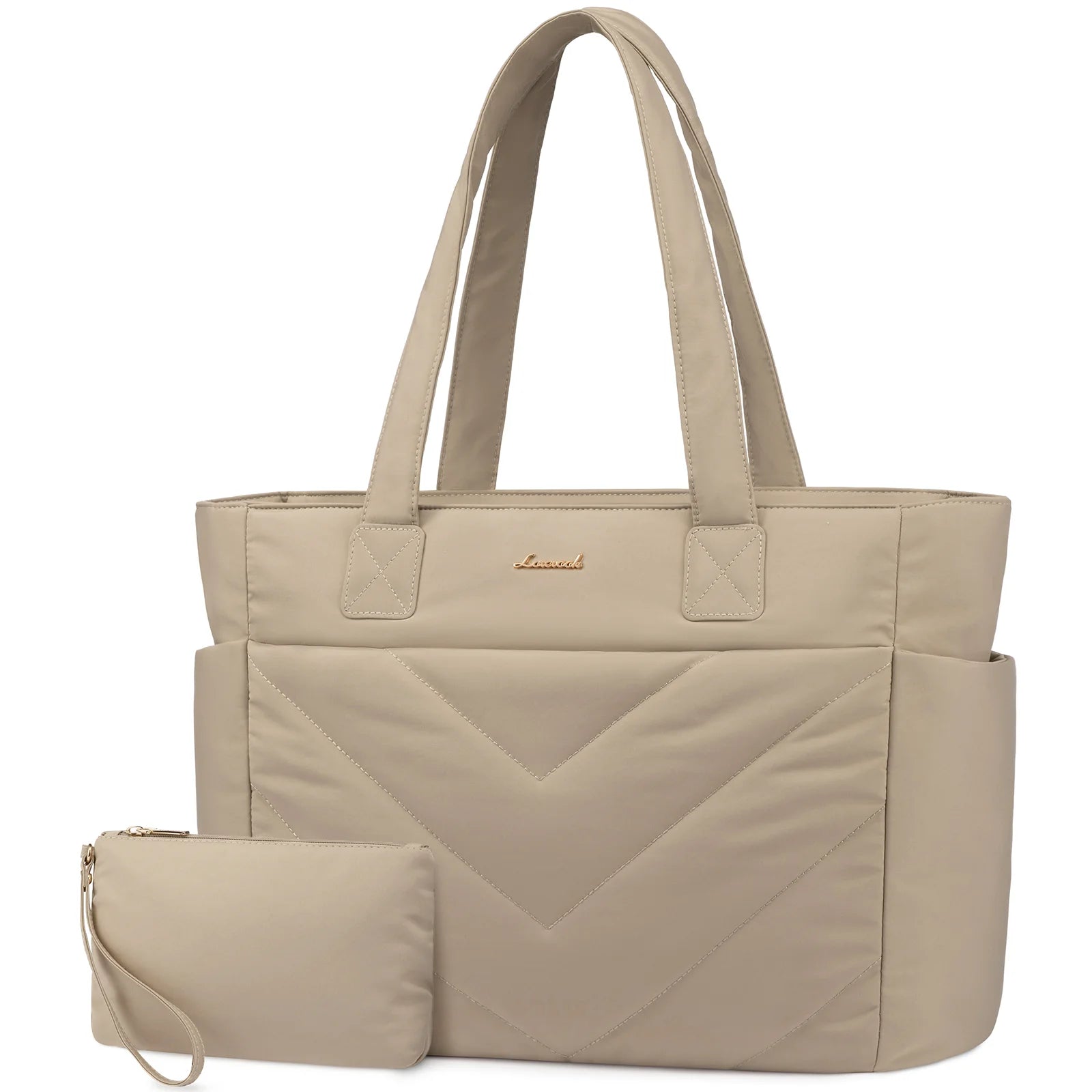 JMT-119626 Puffer Quilted Laptop Tote Bag for Women, 15.6 Inch Large Travel Shoulder Handbag